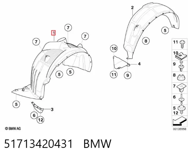 Подкрылок передний левый 51713420431 BMW