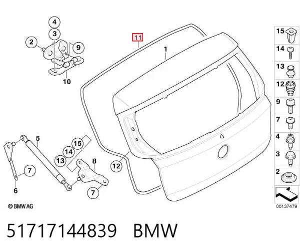 Уплотнитель двери передней левой (на двери) 51717144839 BMW