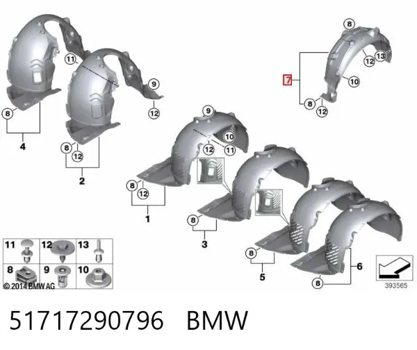 Подкрылок задний правый 51717290796 BMW