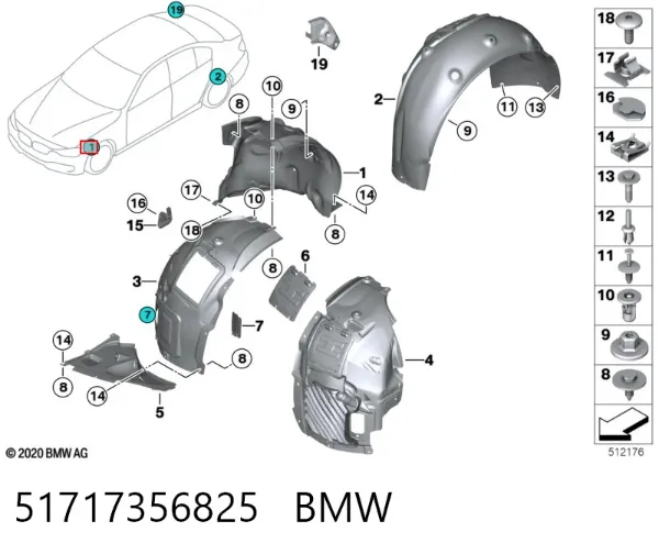 Подкрылок крыла переднего левый задний 51717356825 BMW