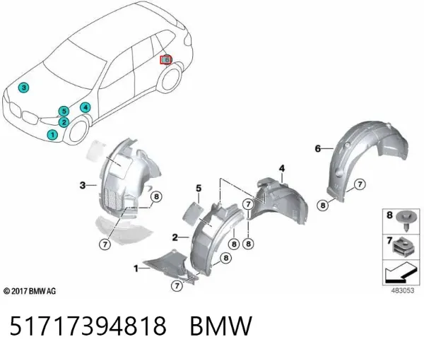 Подкрылок задний правый 51717394818 BMW