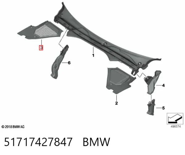 Заглушка жабо боковая 51717427847 BMW