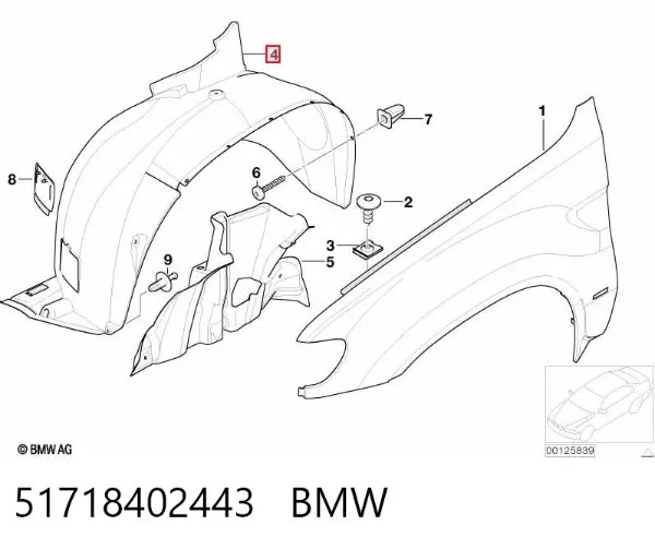 Подкрылок передний левый 51718402443 BMW