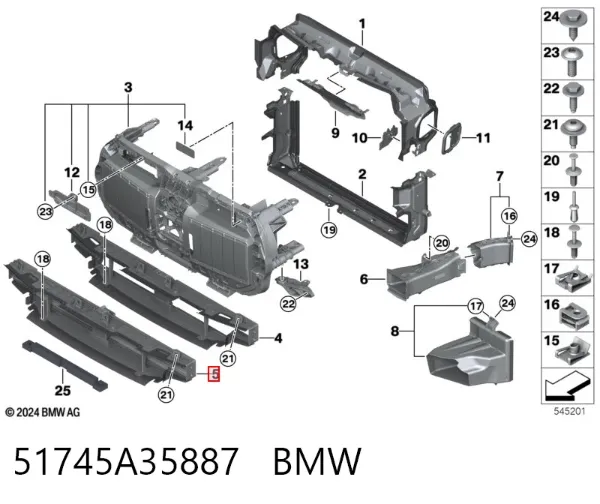 Жалюзи радиатора охлаждения 51745A35887 BMW