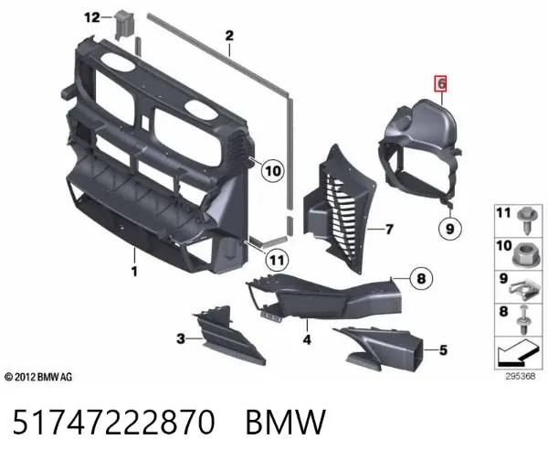 Правый дефлектор радиатора 51747222870 BMW