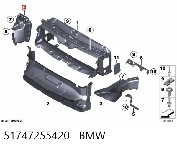 Правый дефлектор радиатора 51747255420 BMW