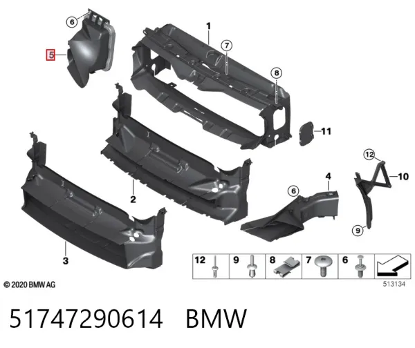 Правый дефлектор радиатора 51747290614 BMW