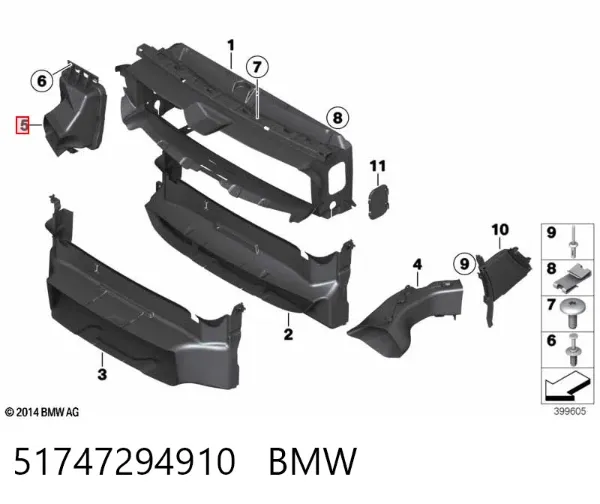 Правый дефлектор радиатора 51747294910 BMW