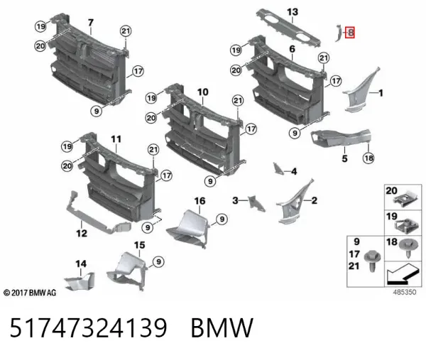 Левый дефлектор радиатора 51747324139 BMW
