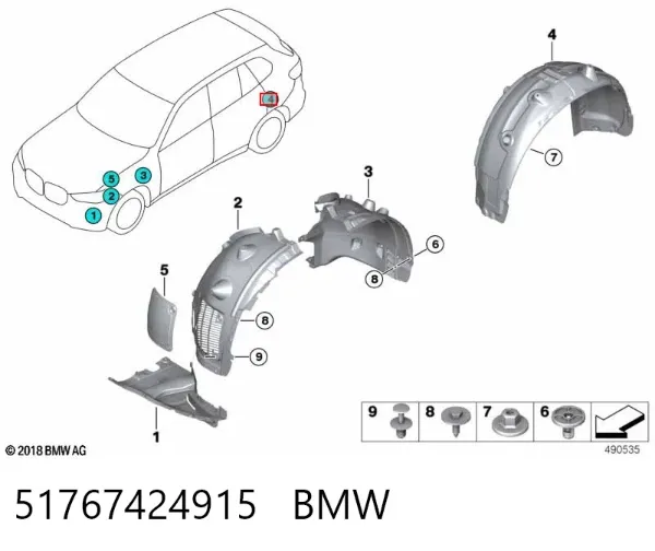 Подкрылок задний левый 51767424915 BMW