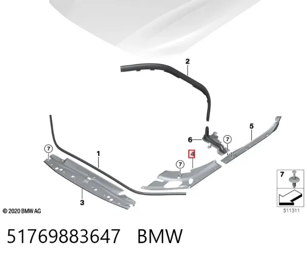 Накладка на капот 51769883647 BMW