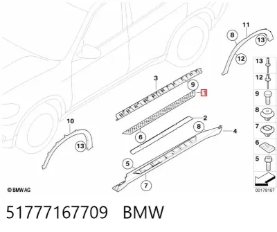 Накладка подножки BMW 51777167709