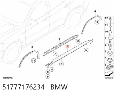 Накладка (молдинг) порога наружная правая BMW 51777176234