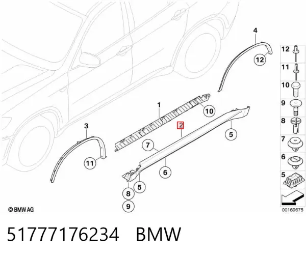 Накладка (молдинг) порога наружная правая 51777176234 BMW