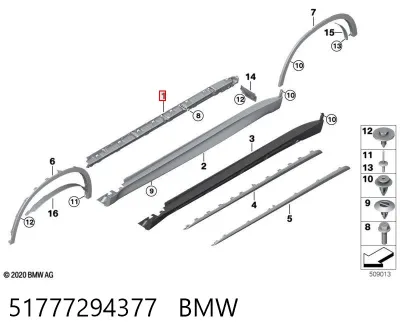 Опора порога (крепление) BMW 51777294377