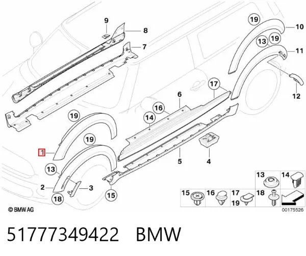Расширитель (накладка) арки переднего крыла правый 51777349422 BMW