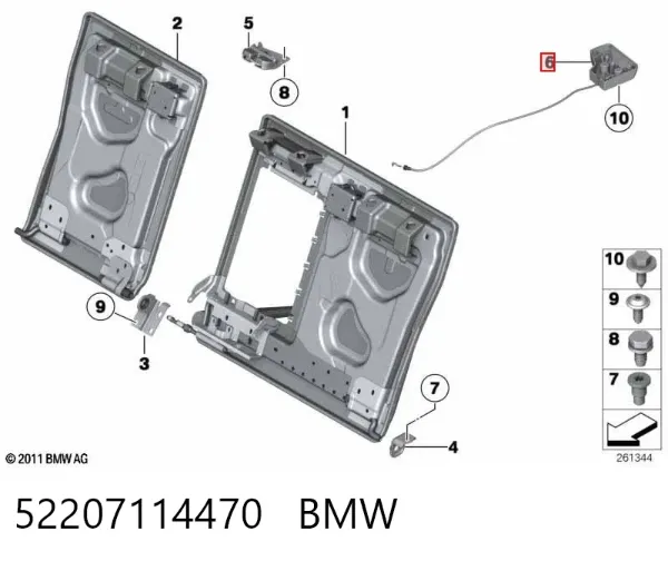 Блок кнопок механизма регулировки сиденья правый 52207114470 BMW
