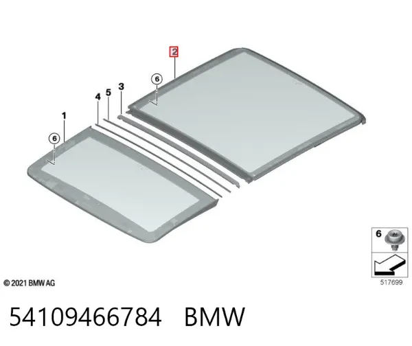 Крышка люка крыши задняя 54109466784 BMW