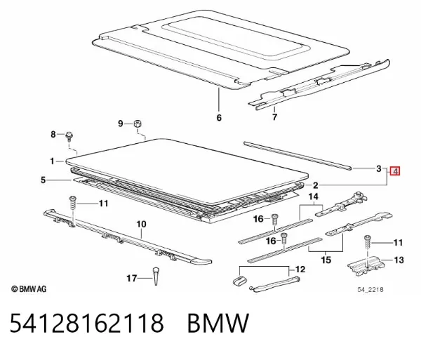 Уплотнитель люка крыши 54128162118 BMW