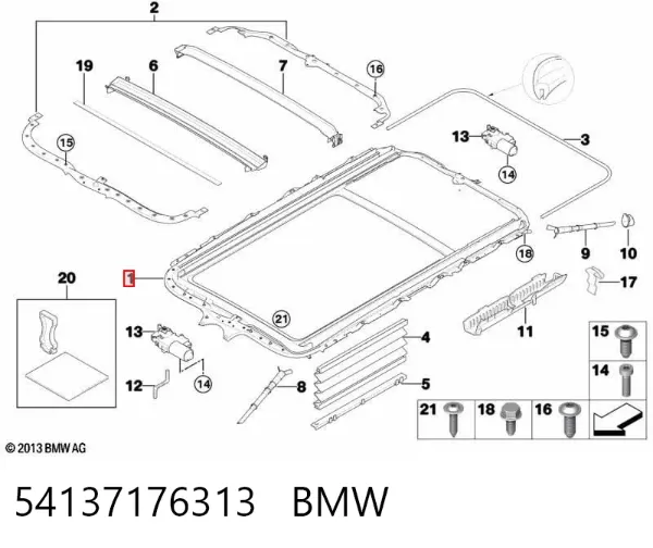 Усилитель крыши 54137176313 BMW