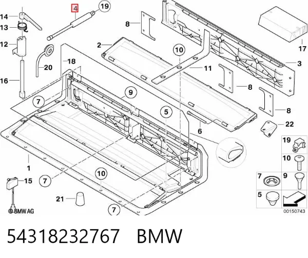Амортизатор багажника 54318232767 BMW