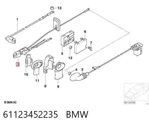 Кабель положительной клемы аккумулятора (АКБ) 61123452235 BMW