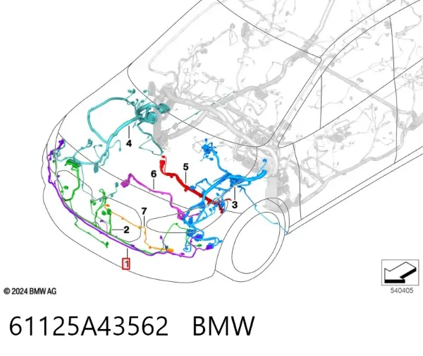 Кабель (провод) парктроника бампера переднего 61125A43562 BMW