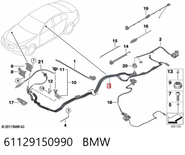 Кабель положительной клемы аккумулятора (АКБ) 61129150990 BMW