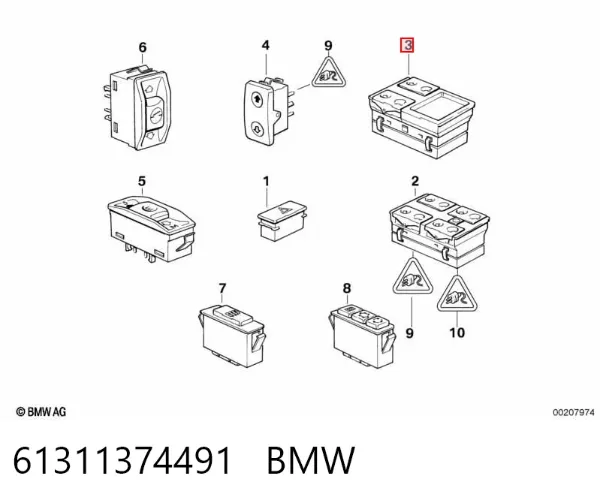 Кнопочный блок управления стеклоподъемником передний левый 61311374491 BMW