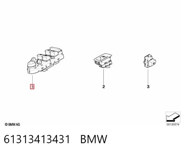 Кнопочный блок управления стеклоподъемником передний левый 61313413431 BMW