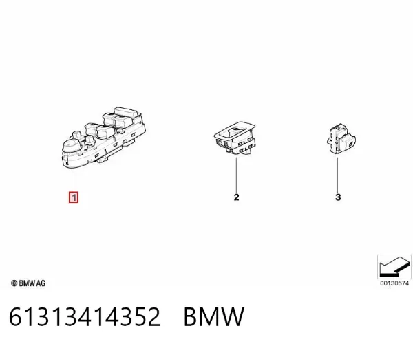 Кнопочный блок управления стеклоподъемником передний левый 61313414352 BMW