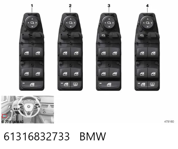 Кнопочный блок управления стеклоподъемником передний левый 61316832733 BMW