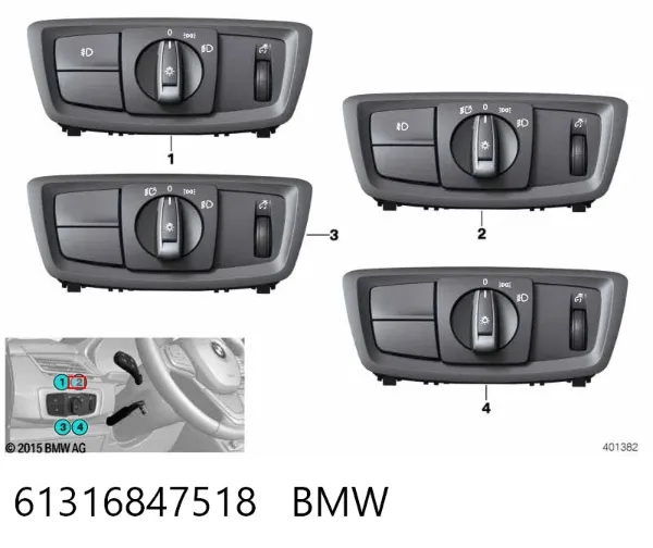 Переключатель света фар на "торпедо" 61316847518 BMW