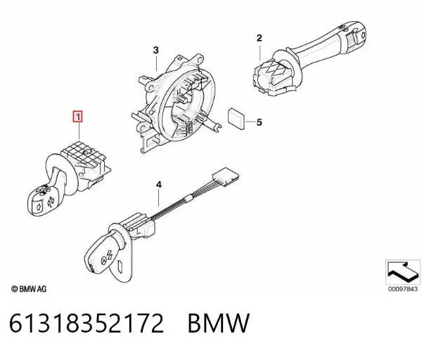 Левый подрулевой переключатель 61318352172 BMW
