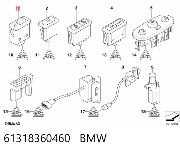 Кнопка (регулятор) корректора фар 61318360460 BMW