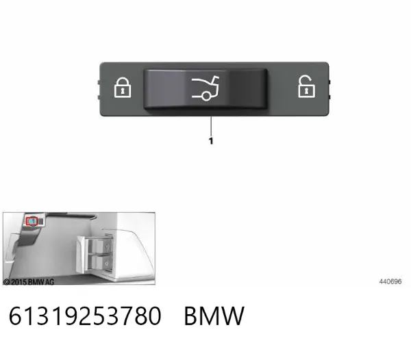 Кнопка салона привода крышки багажника (двери 3/5-й (ляды) 61319253780 BMW