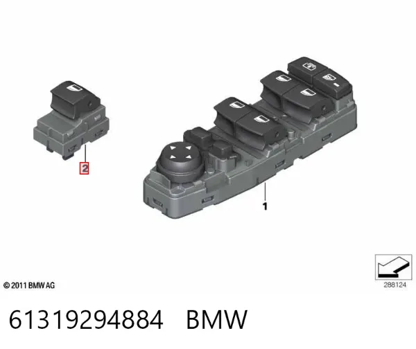 Кнопка стеклоподъемника передняя 61319294884 BMW