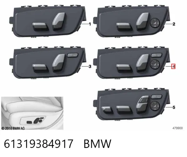 Блок кнопок механизма регулировки сиденья левый 61319384917 BMW