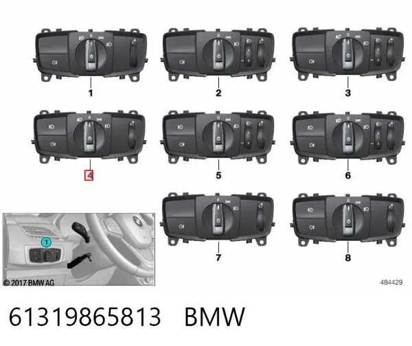 Переключатель света фар на "торпедо" 61319865813 BMW