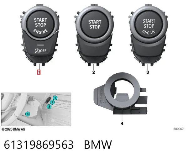 Кнопка старт-стоп 61319869563 BMW