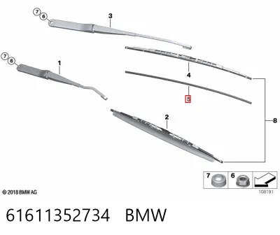 Резинка щетки стеклоочистителя водительская BMW 61611352734