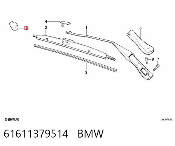 Заглушка гайки крепления поводка переднего дворника 61611379514 BMW
