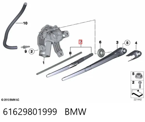 Дворник задний 61629801999 BMW