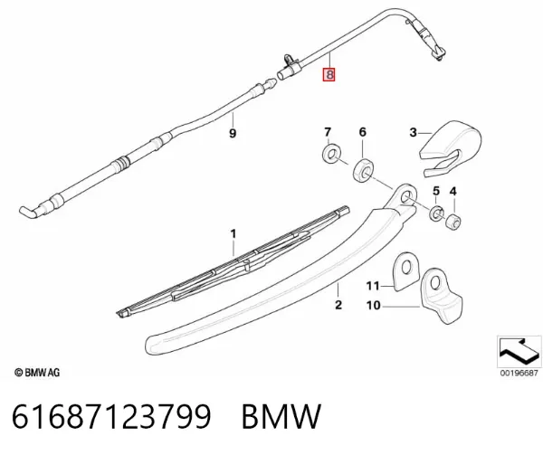 Форсунка омывателя заднего стекла 61687123799 BMW