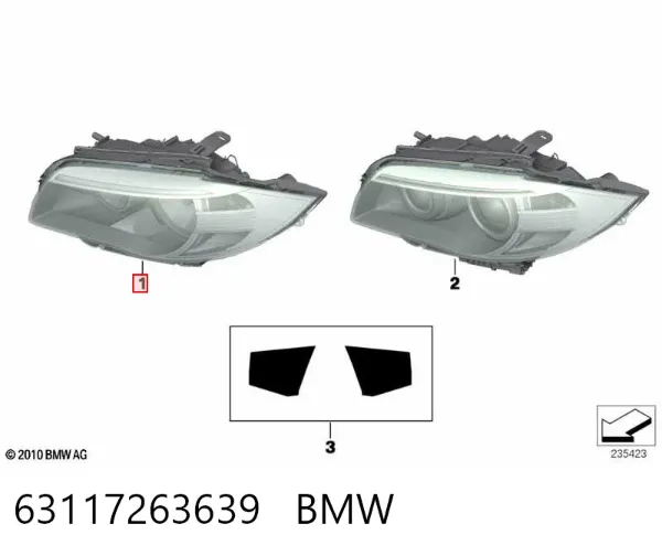 Левая фара 63117263639 BMW