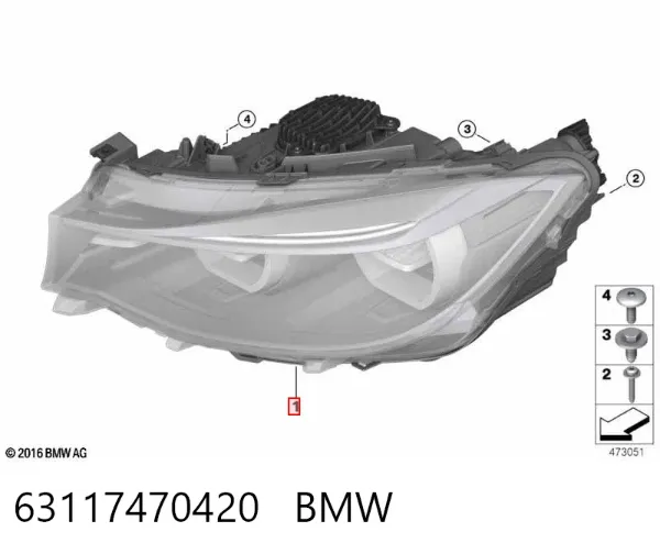 Правая фара 63117470420 BMW