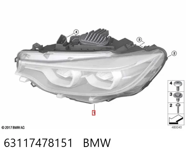 Левая фара 63117478151 BMW