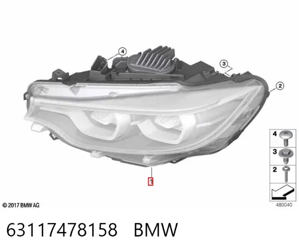 Правая фара 63117478158 BMW