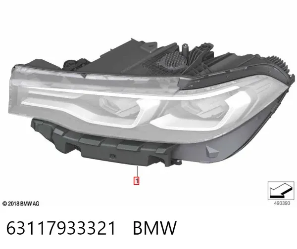 Левая фара 63117933321 BMW