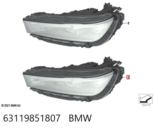 Левая фара 63119851807 BMW